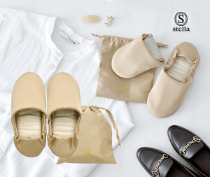  free shipping slippers portable portable satin slippers stella BEIGE 23.0-24.5 M A528 school . industry three .