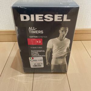 送料無料 新品未使用　ディーゼル DIESEL Vネック 半袖Tシャツ　 3枚セット　Lサイズ　　ブラック　メンズ