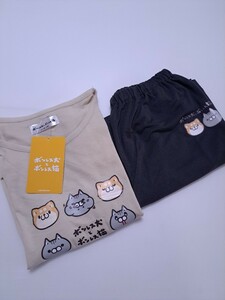 新品未使用 レディース　ボンレス犬とボンレス猫　M　 半袖Tシャツ　七分丈パンツ　パジャマ ルームウェア 即決送料無料 A２LINE