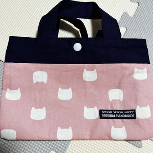 ハンドメイド　トートバッグ　猫　ねこ　