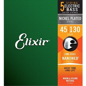 Elixir ベース弦 14202 NANOWEB 5弦 LONG SCALE 45-130 NICKEL PLATED