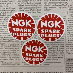  sticker 3 pieces set | NGK SPARK PLUGS Mini Circle seal vinyl american miscellaneous goods USA Logo Mark automobile bike britain character stylish 