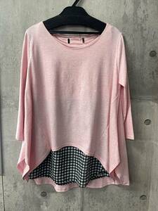 [ with translation ] new goods free shipping tag attaching unused Cecil McBee 7 minute height M tunic cut and sewn piling put on manner A line pink 