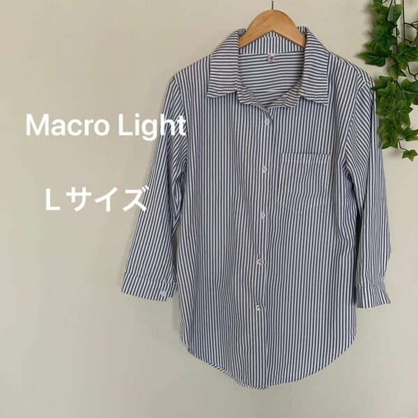 macro Light ストライプシャツ　七分袖