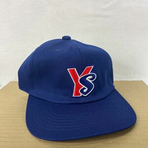 k ①希少 新品未使用 ヤクルトスワローズ 旧ロゴ刺繍 6パネル キャップ プロ野球帽子 M 紺 ネイビー 野村監督時代 黄金期 当時物