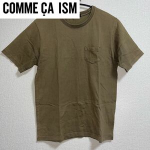comme ca ism カーキ トップス メンズ レディース Uネックシャツ ポケットTシャツ