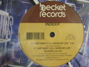 ★ Indeep ： Last Night A D.J. Saved My Life 12'' ☆ c/w D.J. Delight (( Garage Disco / 落札5点で送料無料