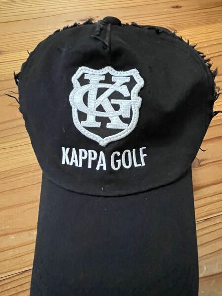 送料込み！kappa ケイパ ダメージ加工 ゴルフキャップ 黒 ブラック GOLF ゴルフウェア CAP 帽子 キャップ帽子