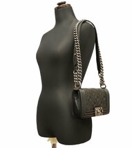 シャネル CHANEL ボーイシャネル チェーン ショルダー バッグ 黒 ブラック マット シルバー金具 8046_画像10