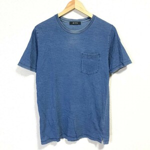 F7469dL nano・universe ナノ・ユニバース サイズM 半袖Tシャツ ポケットTシャツ ブルー インディゴ製品 コットン100% Tee 胸ポケット