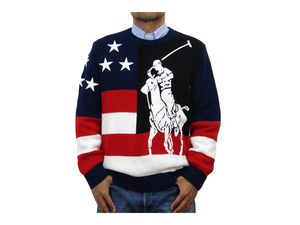 新品 アウトレット b745 Mサイズ ビッグポニー アメリカ国旗 クルーネック セーター polo ralph lauren ポロ ラルフ ローレン