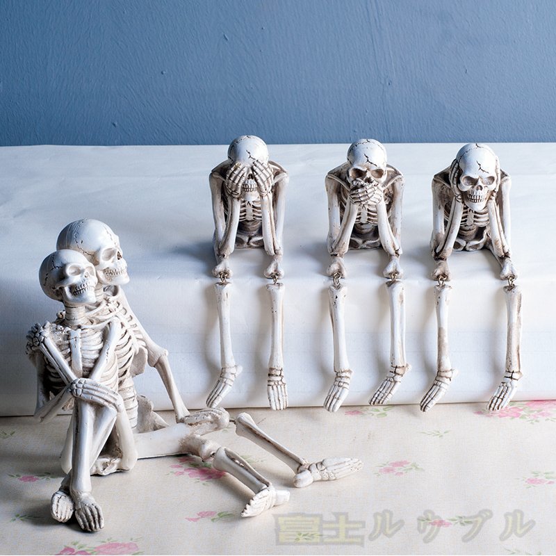Table mini squelette crâne Western marchandises diverses objet figurine résine intérieur entrée salle faite à la main ensemble de 4 pièces, Accessoires intérieurs, ornement, autres