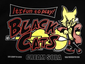 Ｓサイズ黒色ベースネコCREAMSODAクリームソーダＴシャツブラックキャッツネコ黒検索ロカビリーブラックキャッツ青野美沙稀マジック