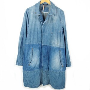 #Johnbull Johnbull / 12300 / DENIM WORK COAT / мужской / индиго USED обработка / Denim Work пальто size M / внешний 