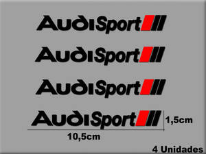 即納 アウディスポーツ Audi Sport ブラック 切文字 105mm x 15mm 4枚セット ステッカー 《送料無料》