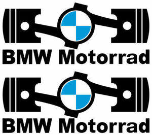 即納 BMW モトラッド ピストン MOTORRAD ブラック ブルー 150mm x 60mm 2枚セット ステッカー 《送料無料》