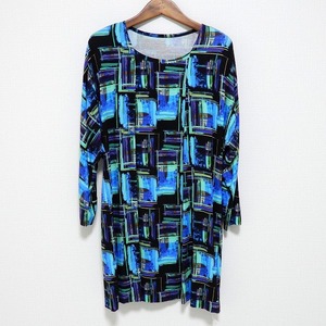 #anc Lilian view tiLilianeBurty tunic total pattern long sleeve L black blue green lady's [754784]