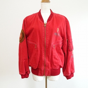 #anc Pink House PINKHOUSE blouson red jacket cotton inside Zip up Logo badge lady's [814206]