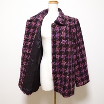 #wnc レリアン Leilian コート 15+ 紫系 黒 千鳥格子 ツイード 大きいサイズ レディース [813617]_画像4