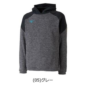 ミズノ MIZUNO テニス パーカー 長袖ストレッチフリースシャツ パーカー Sサイズ 男女兼用 62JC9505 プルオーバー グレー メンズ スポーツ