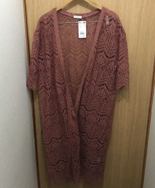 新品 タグ付き アクシーズファム ロング丈レースガウン 赤色〜茶色 レディースMサイズ レース ガウン シャツ
