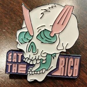 EAT THE RICH①ドクロ ピンバッジ 骸骨 ガイコツ スカル アメリカン