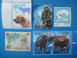 【単片】犬の切手　6種