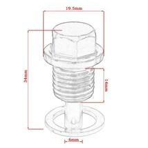 黄色　ネオジウムマグネット ドレンボルトM14x1.5 オイルドレインプラグネジ ワッシャー付き YZA033_画像2