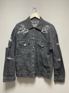 美品☆[Finders Keepers] 17SS 定価35,200 FK-TRUCKER JKT クラッシュ加工 ストレッチデニムジャケット S グレー ファインダーズキーパーズ