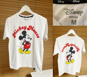 【必見です。激安1点のみ 】Disney ディズニー Mickey Mouse ミッキー マウス 両面プリント 半袖 Tシャツ M ホワイト系 USED