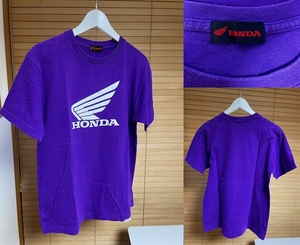 【激安1点のみ 人気の商品です サイズタグ無し】HONDA ホンダ ウイング マーク Tシャツ 半袖 Tシャツ コットン100% パープル系 USED