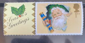 イギリス切手★ 1997 年のクリスマス - クリスマス クラッカーの 150 周年。伝統的なクラッカーとファーザー クリスマス。2002年未使用 F6