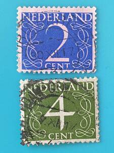 オランダ切手★数字切手 1946年　2種