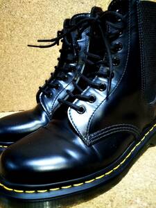 【Dr.MARTENS】ドクターマーチン 1460 ハーパー 8ホールブーツ UK7 (26cm )CORE ALT HARPER 8 EYE BOOT サイドゴア ブラック 希少【美品】