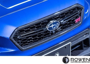 【M's】SUBARU WRX STI/S4 後期 (2017.6-) ROWEN フロントグリル エクステンション／／カーボン VAB VAG エアロ ロエン ロウェン 1S010E11