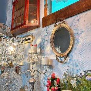 アンティークな部屋 おしゃれな鏡 一面鏡 ⑮ ウォールミラー 取手付き 壁掛け鏡 #インテリア装飾品 #店舗什器