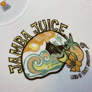 激レア入手困難00s Hawaiian Pop&Cute Design JAMBA JUICE HAWAIIハワイ ジャンバジュース スーベニア染み込みプリント チビ丈TシャツS企業