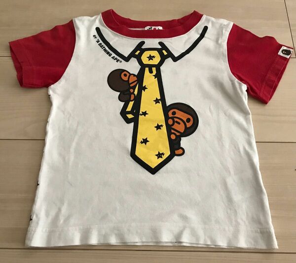 ベイシングエイプ　A BATHING APE 半袖Tシャツ 100cm 赤×白色＆星