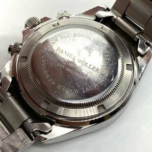 ■【稼働品】 DANIEL MULLER ダニエルミューラー DM-2003 リミテッド クロノグラフ QZ クォーツ 腕時計 黒文字盤 ブラック シルバー 現状品の画像6
