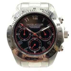 ■【稼働品】 DANIEL MULLER ダニエルミューラー DM-2003 リミテッド クロノグラフ QZ クォーツ 腕時計 黒文字盤 ブラック シルバー 現状品の画像2