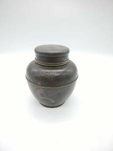 ■慶鐘堂 茶壷 茶壺 お茶道具 茶筒 花柄 約304ｇ