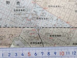 mc13【地図】武蔵野市 三鷹市 昭和46年 [バス路線バス停名入 境浄水場引込線 グリーンパーク米軍宿舎 日産厚生園 長崎屋-下連雀 丸井-中町