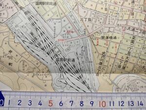 mc03【地図】盛岡市 昭和47年[バス路線バス停名入 鉄道病院 黄金競馬場 松屋 川徳 緑屋 ダイイチデパート 映画館/大映 松竹 日活 中劇 東映