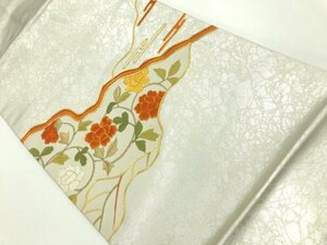 ys6547336; 宗sou 金駒刺繍牡丹唐草・ヱ霞模様名古屋帯【リサイクル】【着】