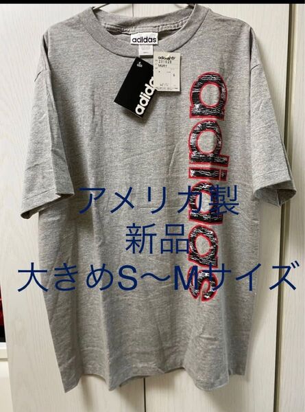 新品 アディダス アメリカ製 半袖 Tシャツ メンズ グレー ジム カジュアルウェア スポーツウェア トレーニングウェア 大きめS