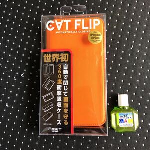 即決 送料無料 新品　iPhone8plus 7plus 6splus 6plus ケース 手帳ケース NEWT CAT FLIP オレンジ 手帳 カバー おしゃれ かわいい