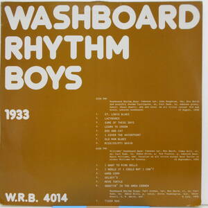  輸入盤 WASHBOARD RHYTHM BOYS / 1933 (W.R.B.4014)