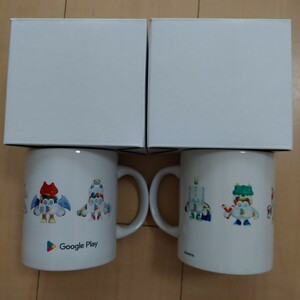 Googleplay　グーグルプレイ プレゼントマシン キャンペーン マグカップ 非売品 当選 ペア 陶器マグ