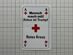 外国 古いステッカー：Rotes Kreuz オランダ 赤十字 医療 トランプ ビンテージ カスタム +Ob
