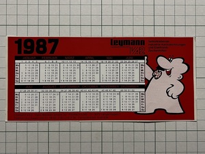 外国 古いステッカー：1987leymann カレンダー ビンテージ カスタム +Cb